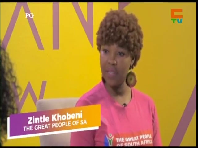 Zintle Khobeni of the Great People of SA on Cape TV’s The Woman Show